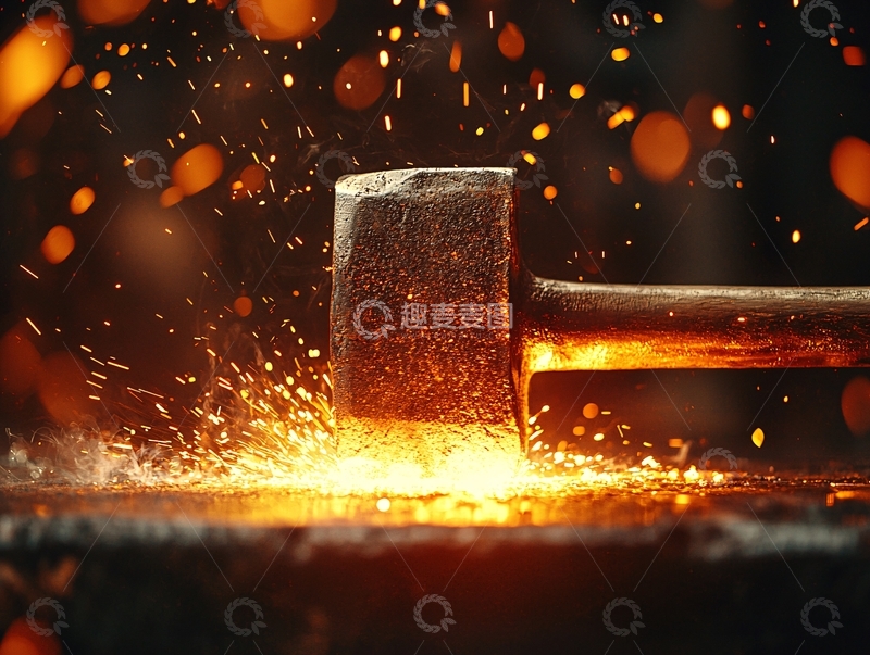 高清大图下载【趣麦麦图】铁锤撞击金属火花四溅
