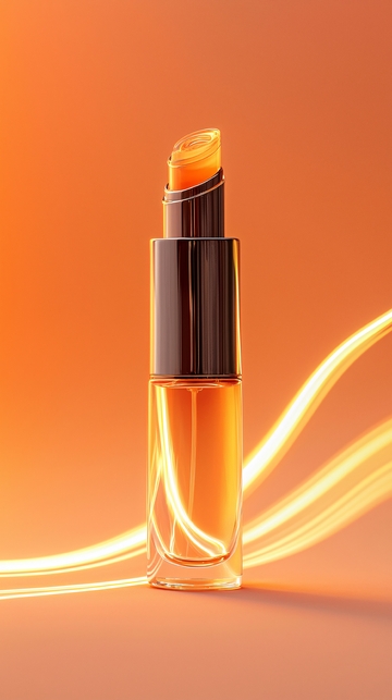 橙色背景唇膏