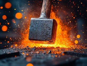 锻造锤击火花四溅