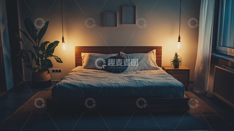 高清大图下载【趣麦麦图】卧室夜景