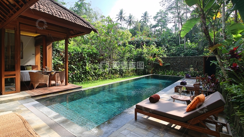 高清大图下载【趣麦麦图】私家泳池别墅度假