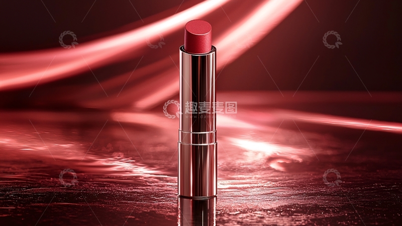 高清大图下载【趣麦麦图】红色口红在红色背景中特写