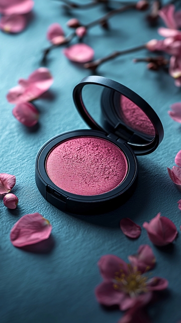 腮红与粉色花瓣