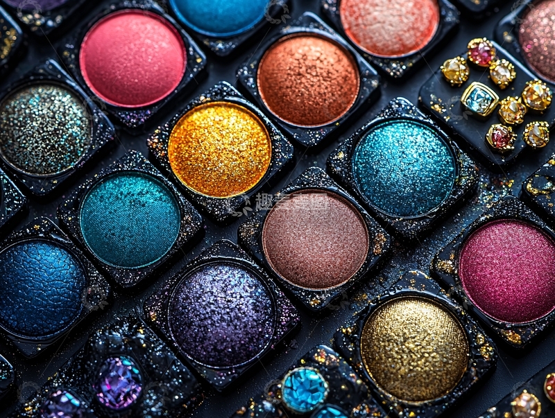 高清大图下载【趣麦麦图】色彩丰富的眼影盘特写