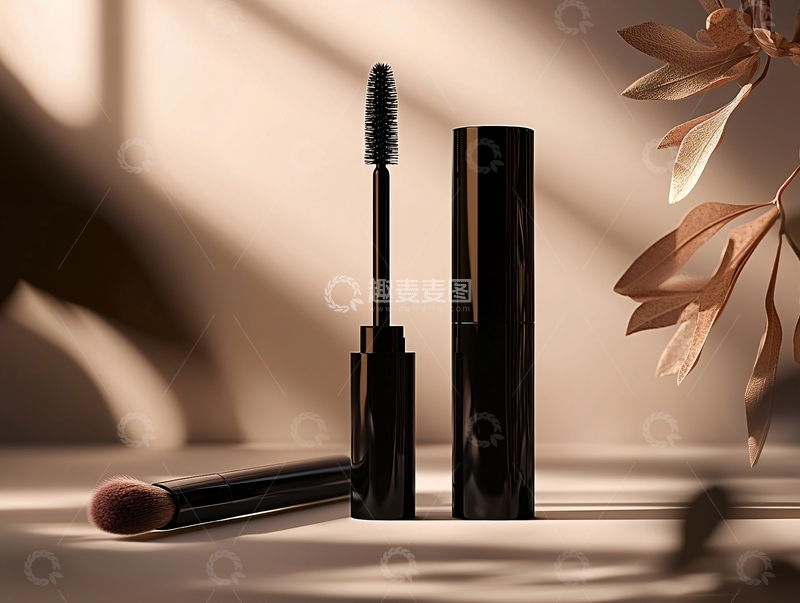 高清大图下载【趣麦麦图】黑色睫毛膏和化妆刷