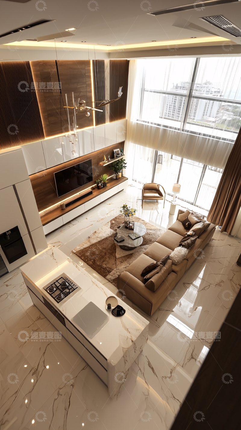 高清大图下载【趣麦麦图】现代轻奢别墅客厅