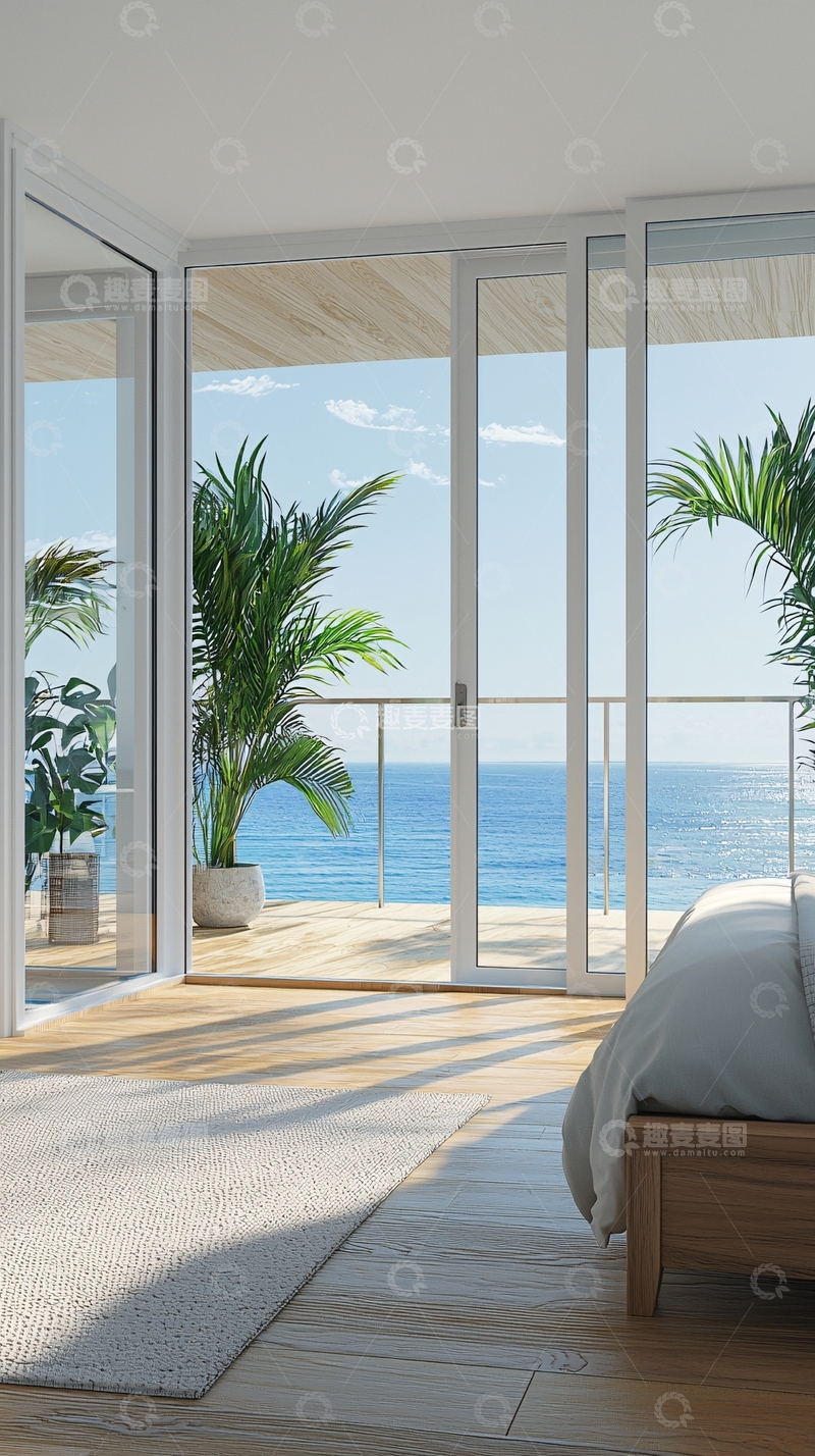 高清大图下载【趣麦麦图】海景卧室阳光明媚