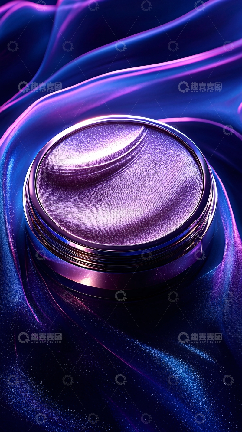 高清大图下载【趣麦麦图】紫色眼影膏在丝绸背景上