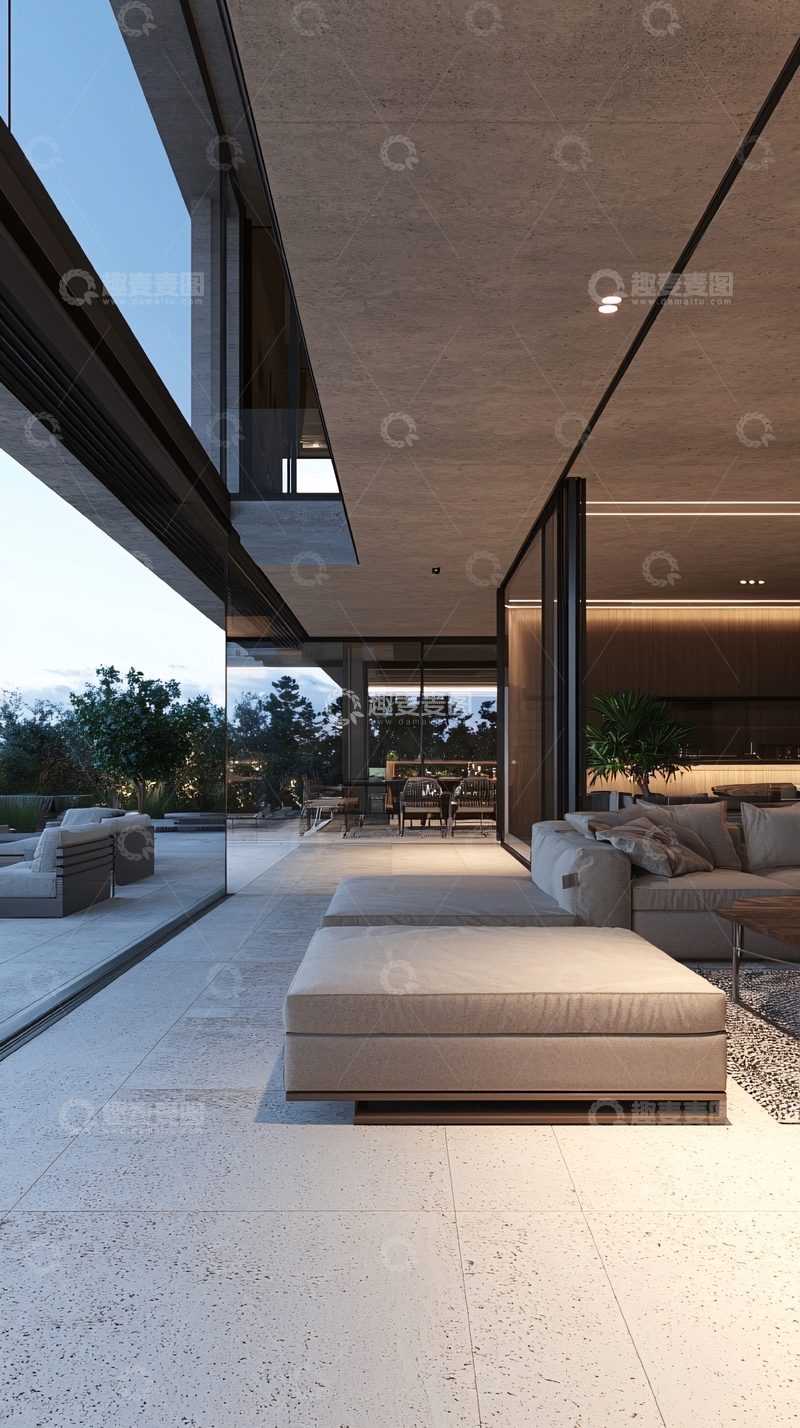 高清大图下载【趣麦麦图】现代简约别墅夜景