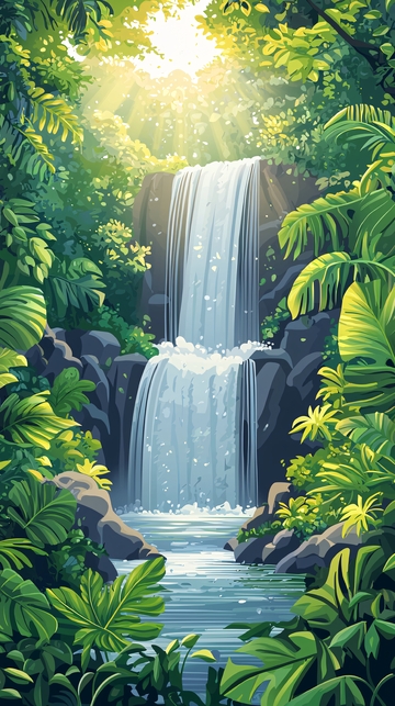 热带雨林中的瀑布