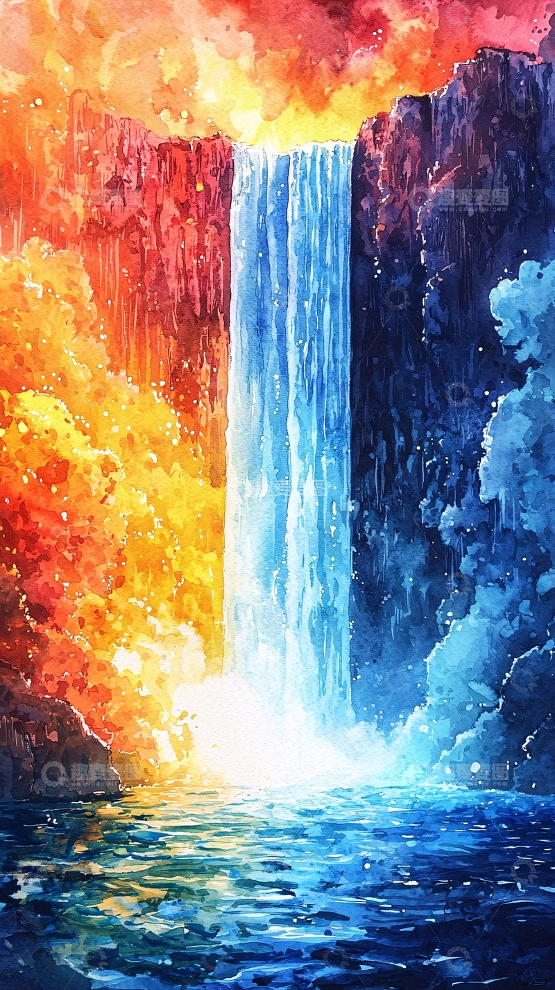 高清大图下载【趣麦麦图】火与冰的瀑布