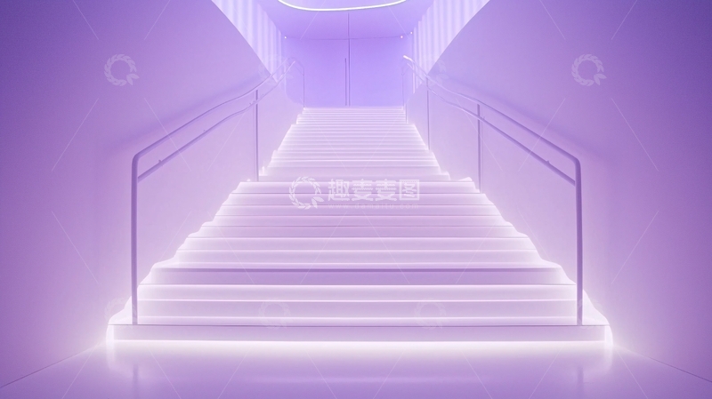 高清大图下载【趣麦麦图】紫色灯光下的楼梯