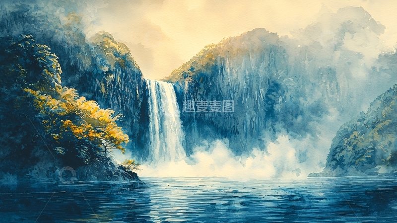 高清大图下载【趣麦麦图】壮丽瀑布山水风光
