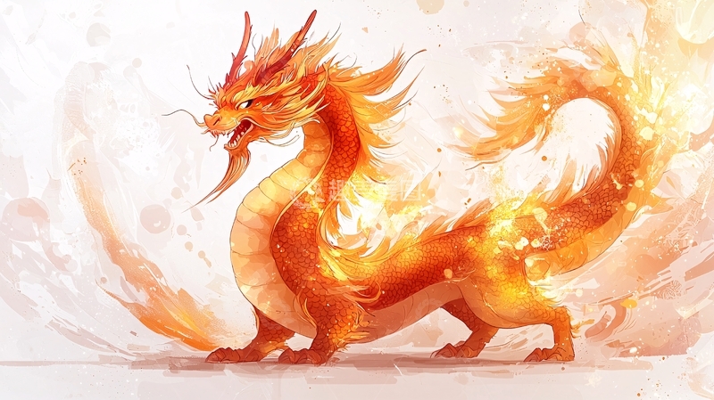 高清大图下载【趣麦麦图】火焰缠绕的东方龙