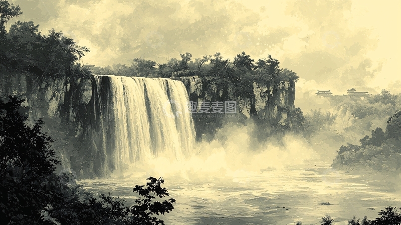 高清大图下载【趣麦麦图】壮丽瀑布飞流直下