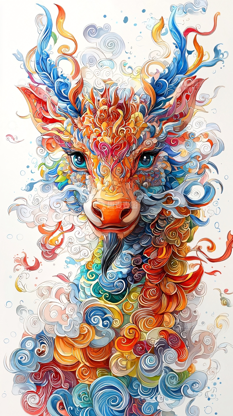 高清大图下载【趣麦麦图】色彩斑斓的神兽画像