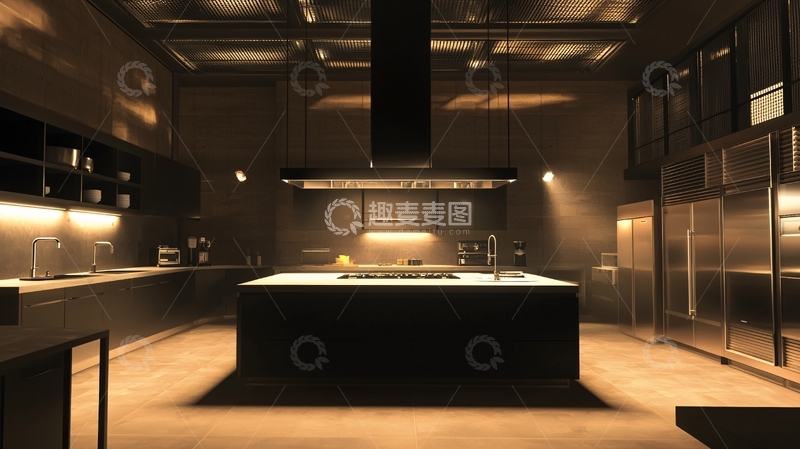 高清大图下载【趣麦麦图】现代极简黑色厨房