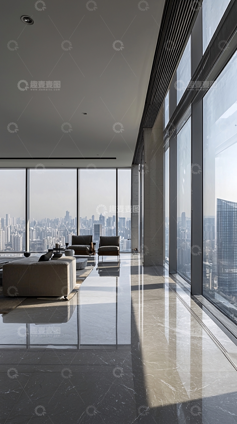 高清大图下载【趣麦麦图】现代简约高层公寓客厅