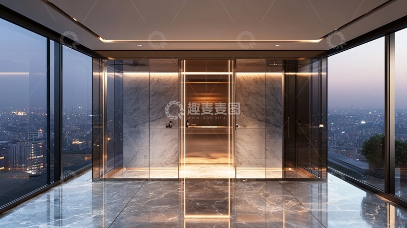 高清大图下载【趣麦麦图】高端公寓走廊夜景