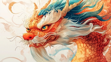 金色祥云背景下的龙