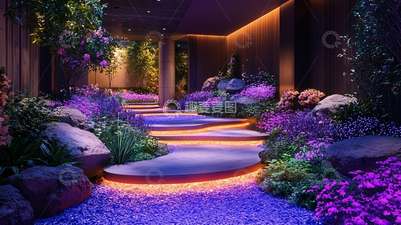 高清大图下载【趣麦麦图】梦幻紫色花园小径