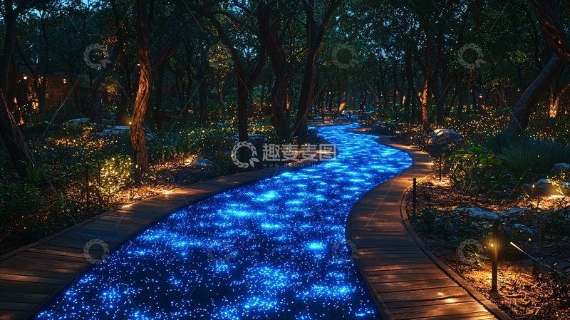 高清大图下载【趣麦麦图】夜光小路