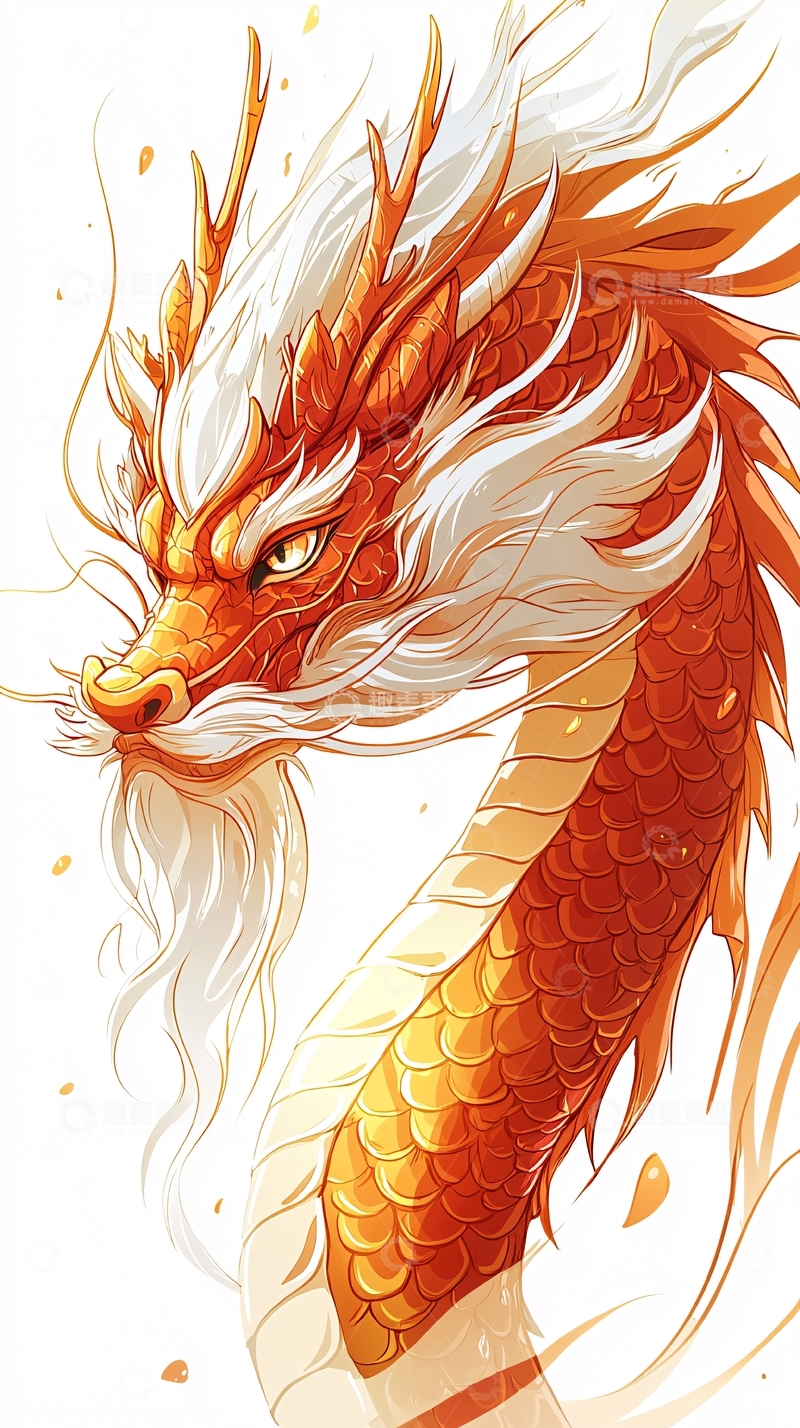 高清大图下载【趣麦麦图】金色红色龙的特写