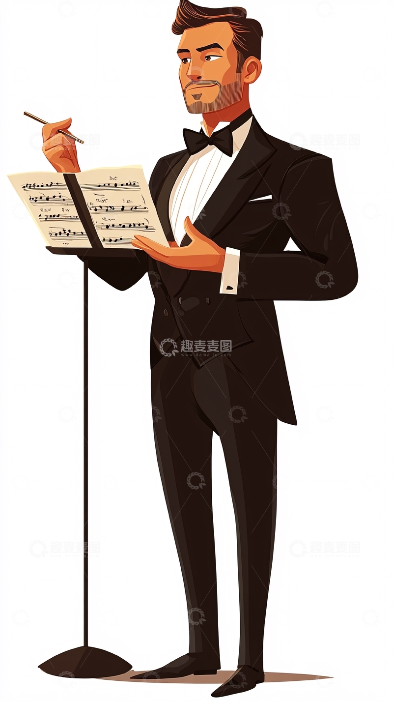 高清大图下载【趣麦麦图】优雅男歌手指挥乐谱