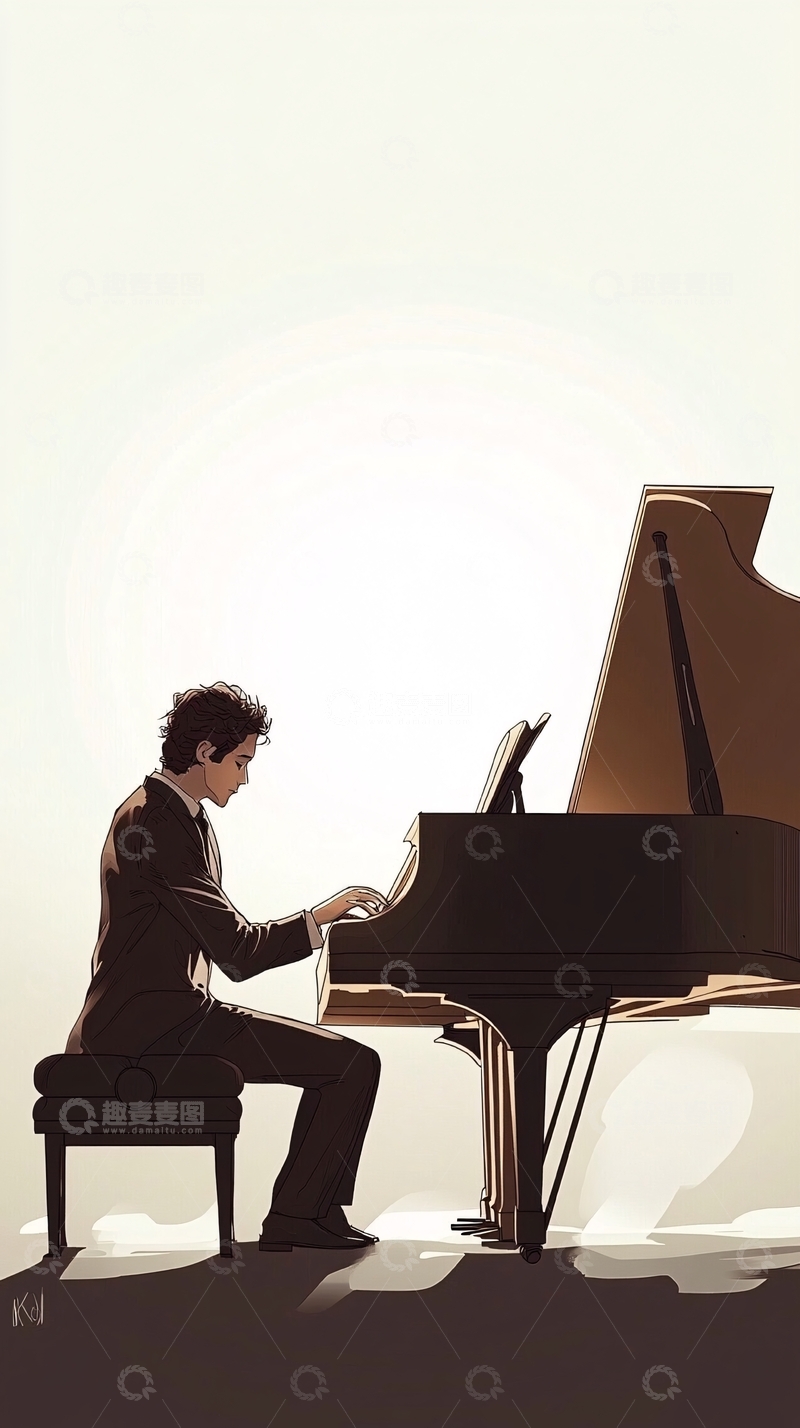 高清大图下载【趣麦麦图】优雅男士演奏钢琴