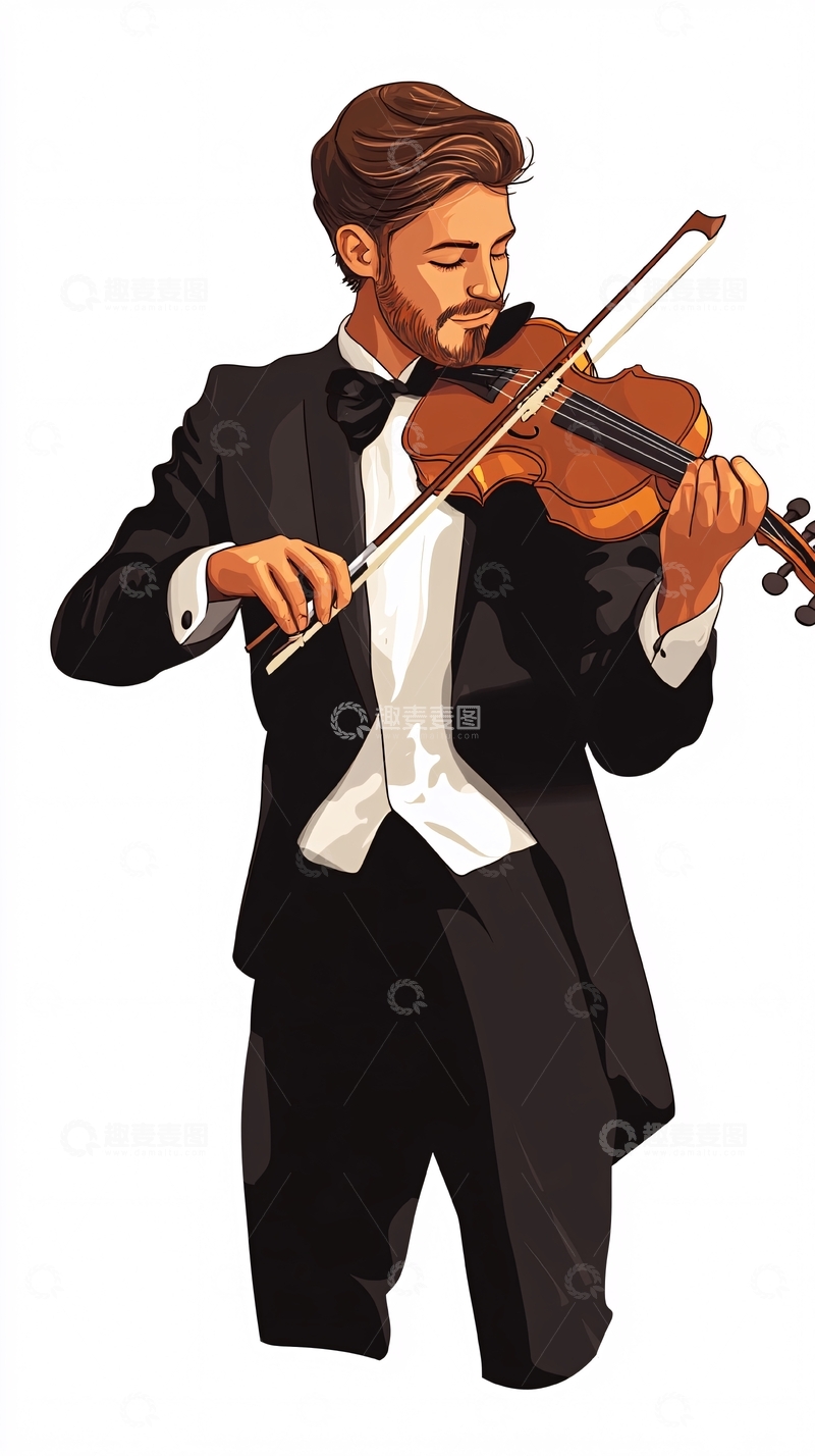 高清大图下载【趣麦麦图】穿着燕尾服的小提琴手