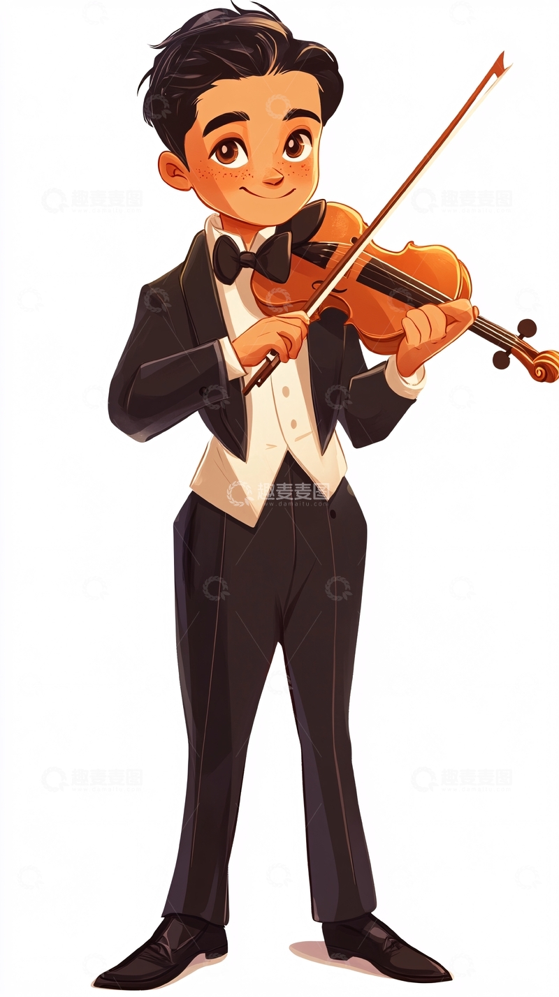 高清大图下载【趣麦麦图】可爱小提琴家