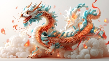 祥云瑞气腾飞的中国龙