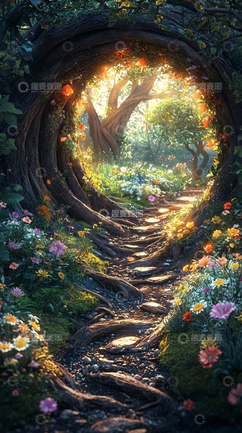 高清大图下载【趣麦麦图】梦幻森林树洞