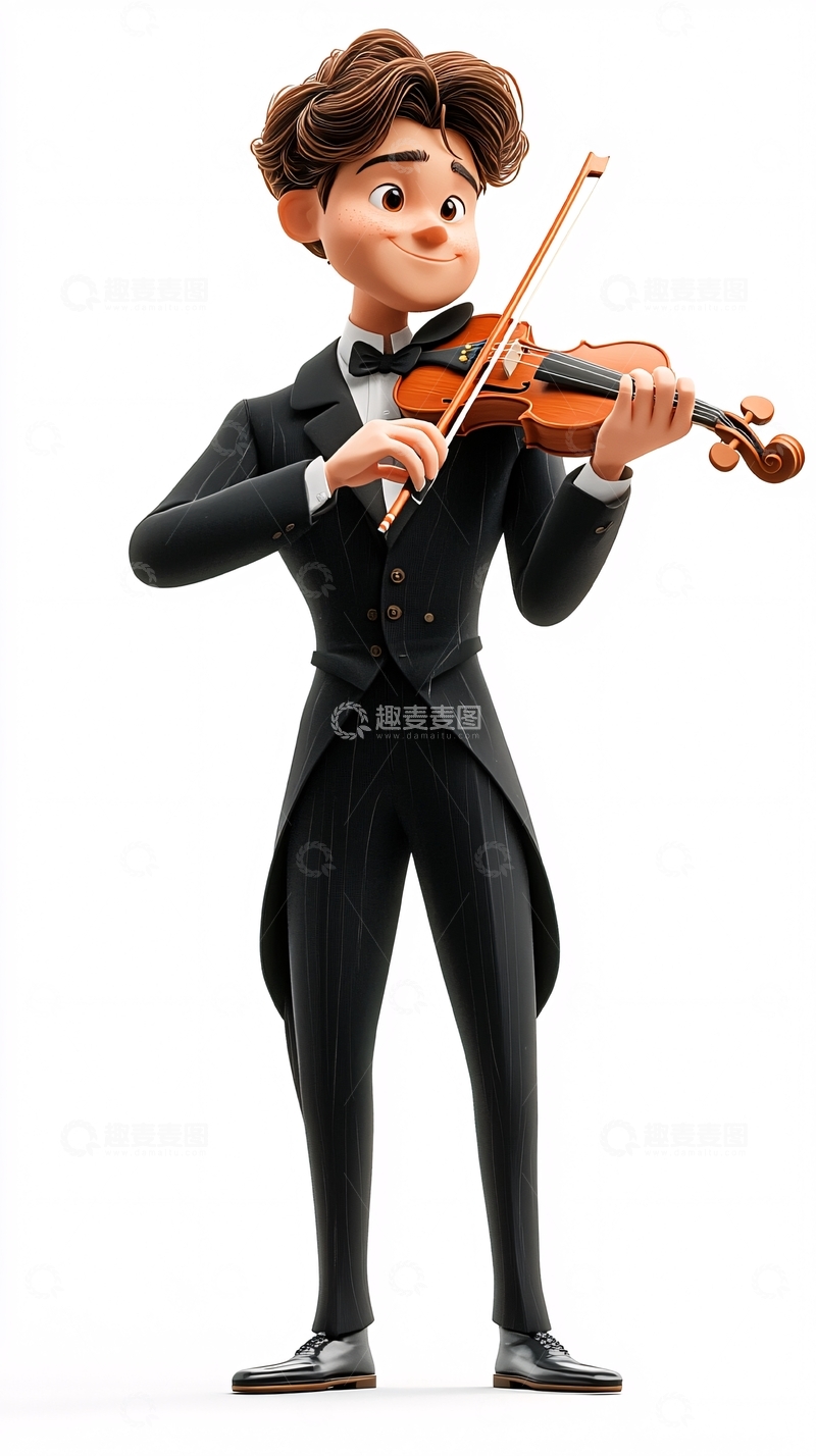 高清大图下载【趣麦麦图】卡通小提琴手