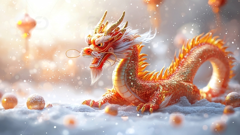 金龙祥云瑞雪贺新年