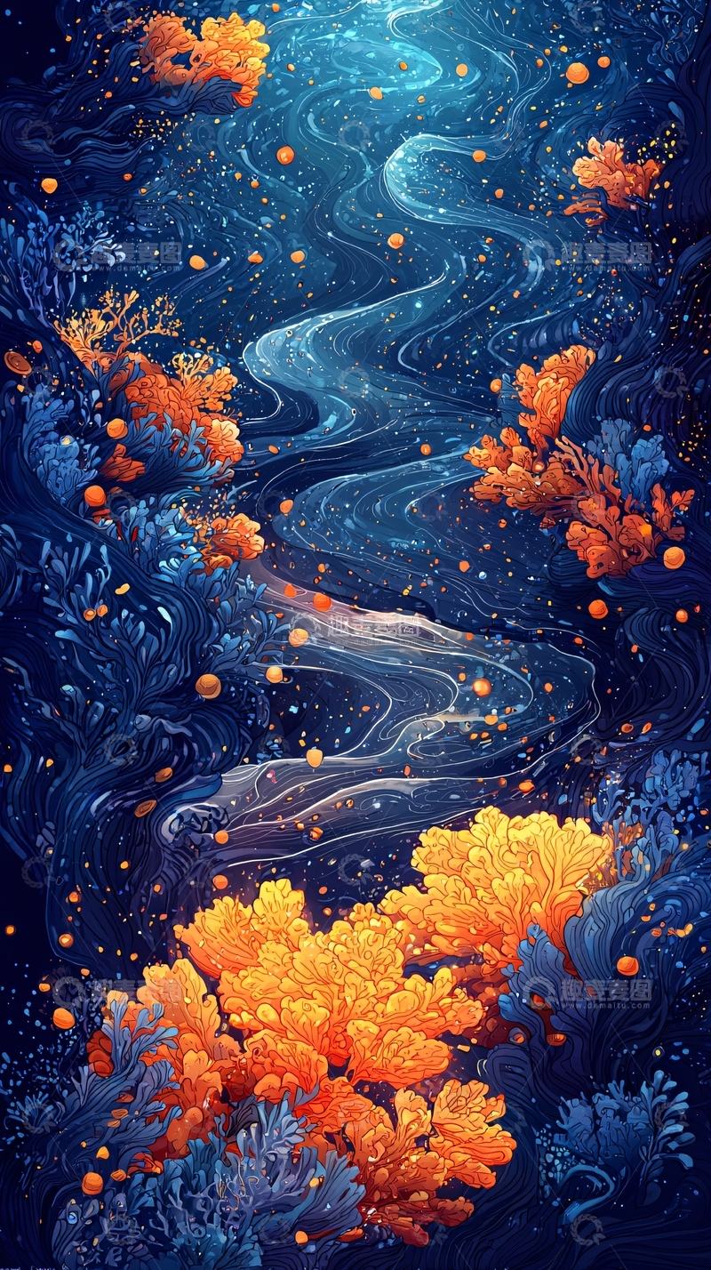 高清大图下载【趣麦麦图】深海珊瑚梦幻场景
