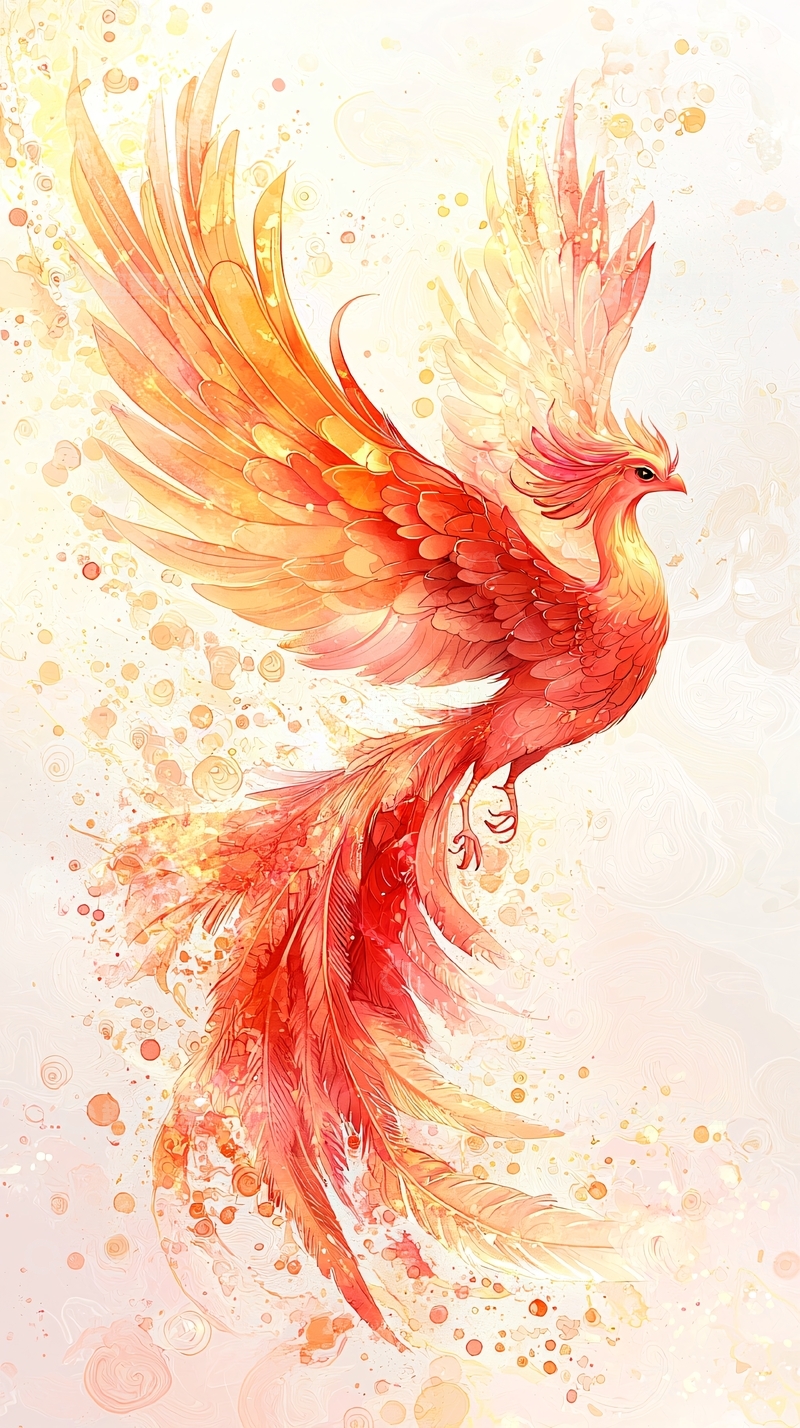 高清大图下载【趣麦麦图】火凤凰水彩画