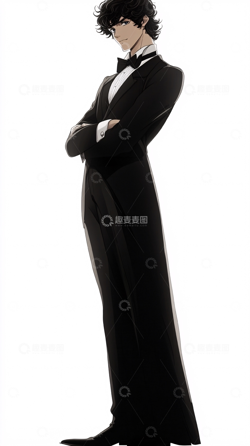 高清大图下载【趣麦麦图】黑色燕尾服男士