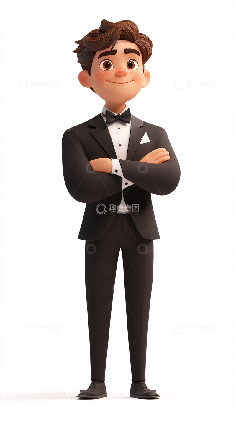 高清大图下载【趣麦麦图】自信阳光的卡通西装男孩