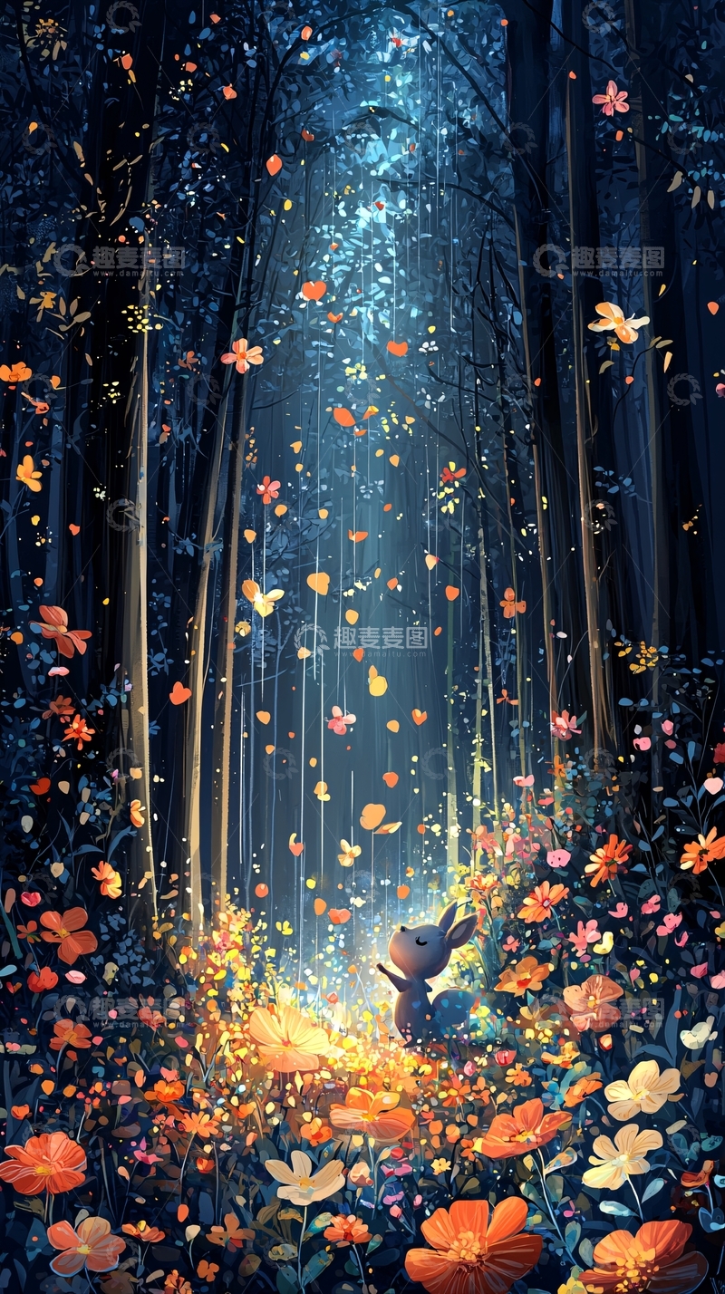 高清大图下载【趣麦麦图】梦幻森林中的小兔子