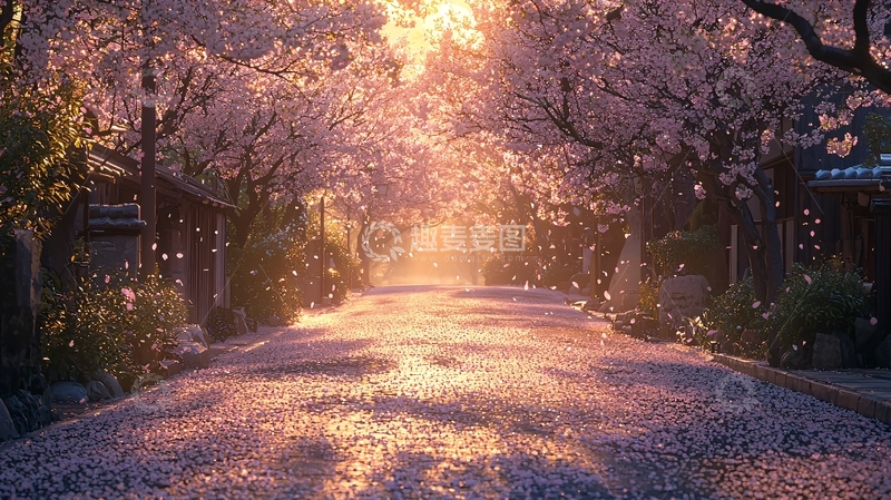 高清大图下载【趣麦麦图】春日樱花街道