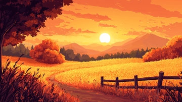 秋日田园落日余晖