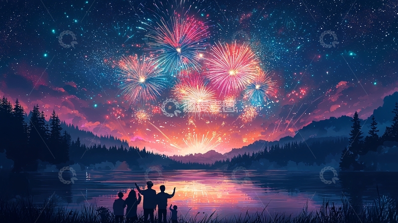 高清大图下载【趣麦麦图】星空烟火