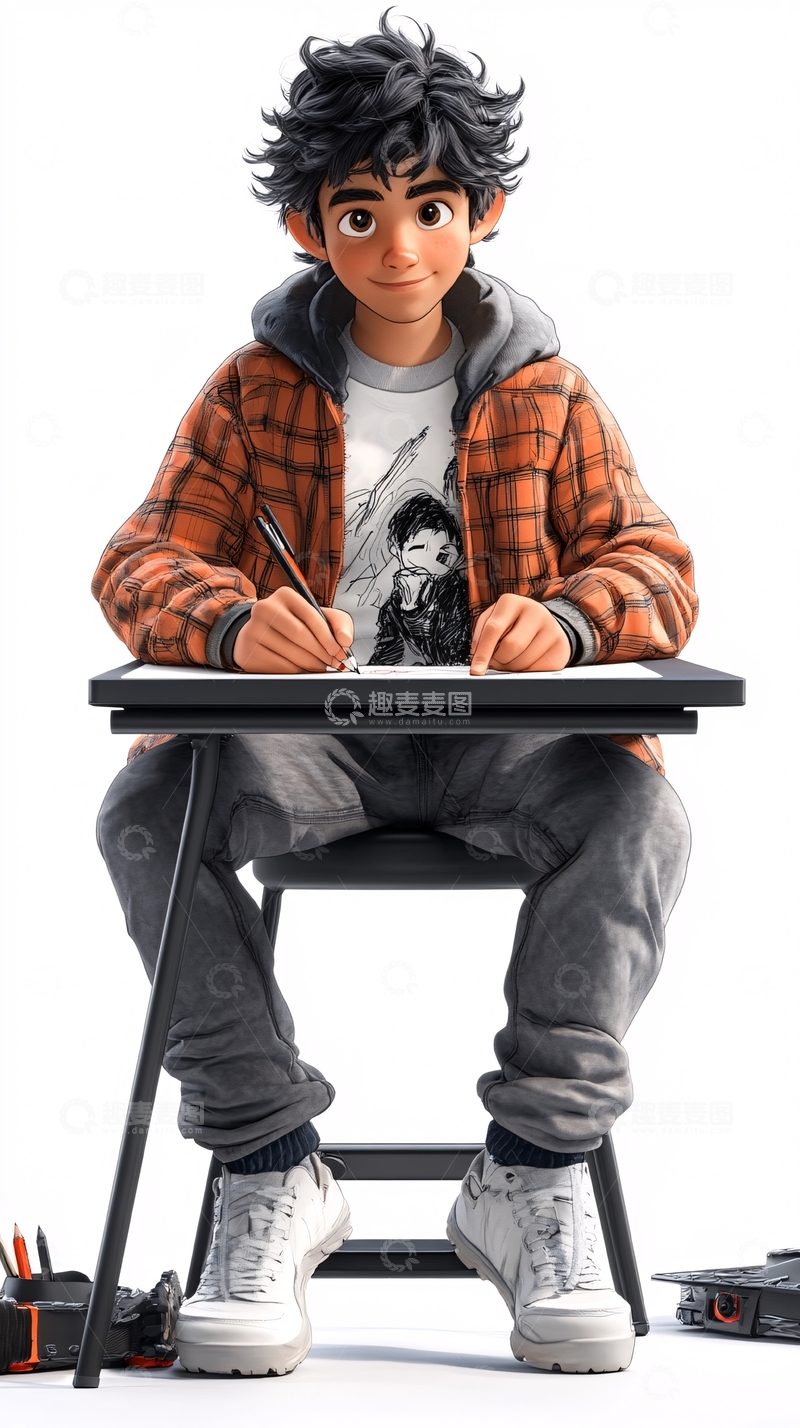 高清大图下载【趣麦麦图】少年绘画