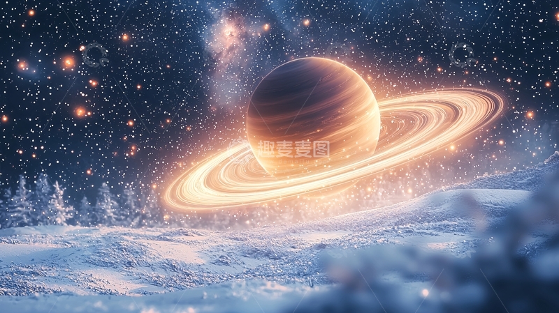 高清大图下载【趣麦麦图】极光环绕的星球