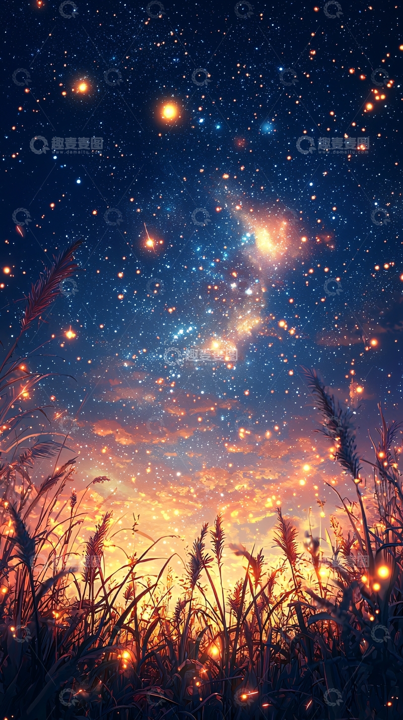 高清大图下载【趣麦麦图】星空下的芦苇