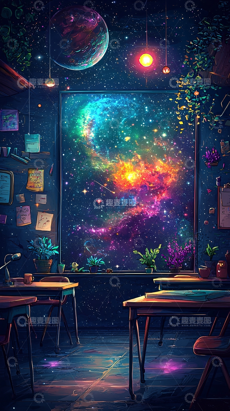 高清大图下载【趣麦麦图】星空教室