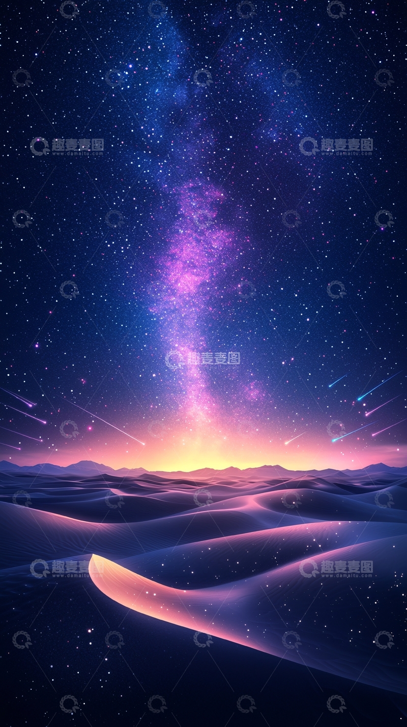 高清大图下载【趣麦麦图】星空下的沙漠美景
