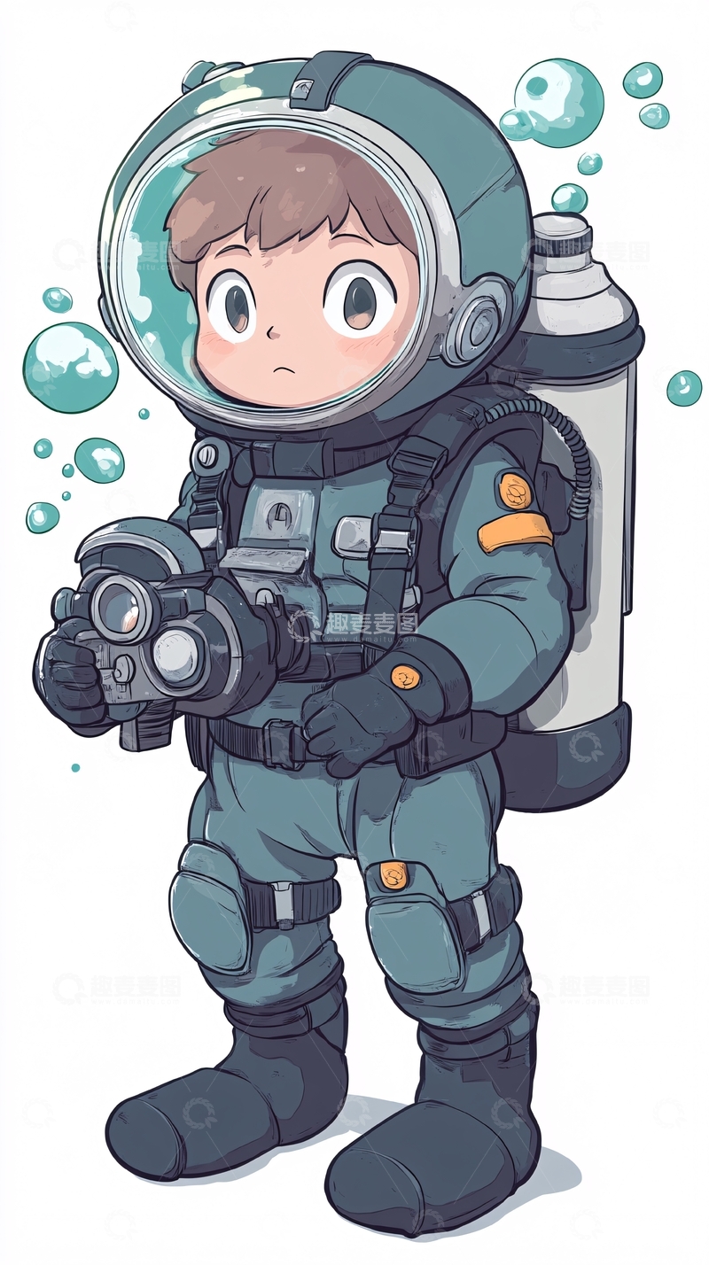 高清大图下载【趣麦麦图】卡通潜水员