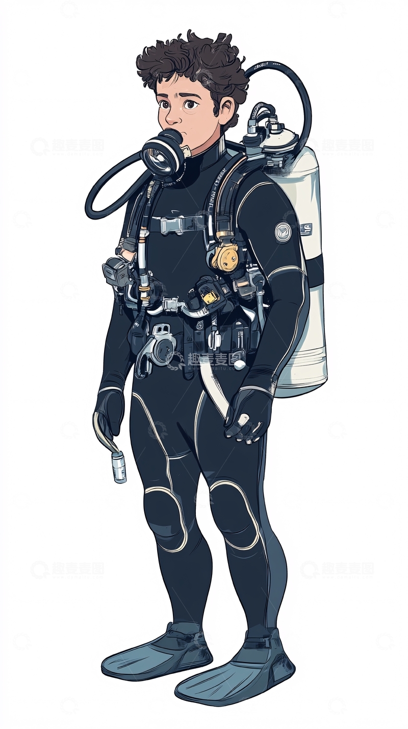 高清大图下载【趣麦麦图】穿着潜水服的少年